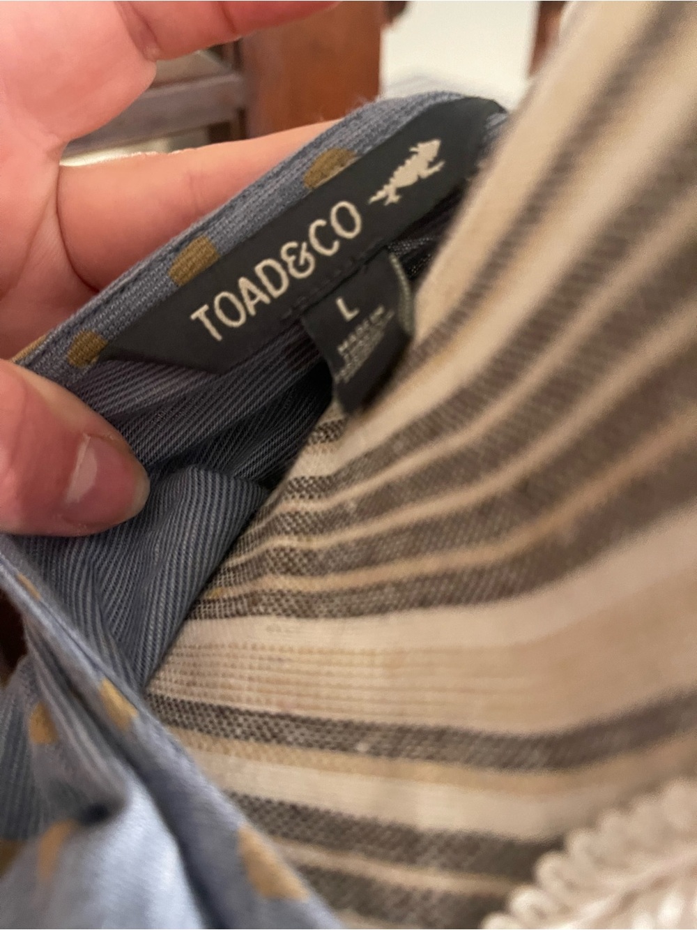 Toad&Co Blue Wrap Midi Dress with Gold Dot Accents - Picture 4 of 4